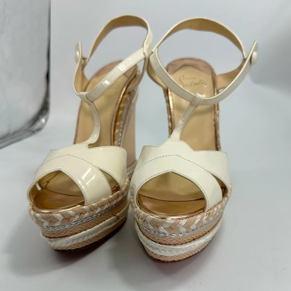 Christian Louboutin Marina Liege 140mm Espadrille Wedge sandals size 11